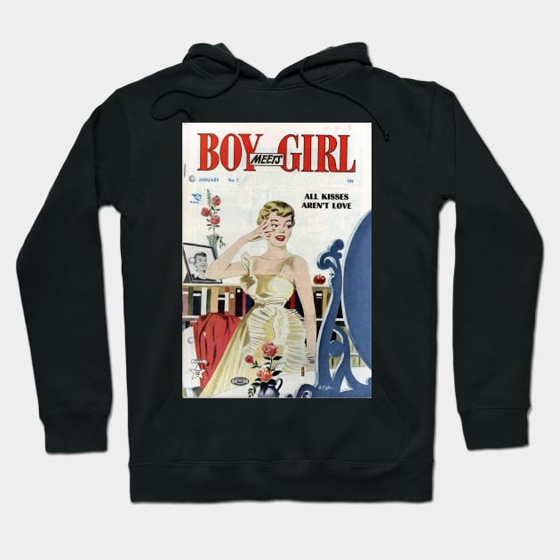 Vintage Romance Comic Book Cover - Boy Meets Girl Hoodie by Slightly Unhinged